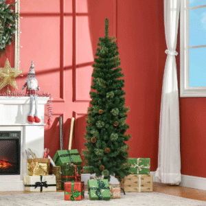 Homcom 5.5FT Artificial Slim Christmas Tree - Image 1 of 8