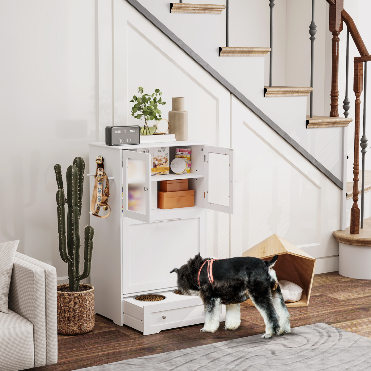 PawHut Dog Feeding Station w/ 2 Cabinets - Image 1 of 7 PawHut Dog Feeding Station w/ 2 Cabinets - Image 1 of 7