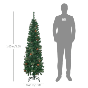 Homcom 5.5FT Artificial Slim Christmas Tree - Image 2 of 8