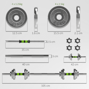 Sportnow 2-in-1 Barbell & Dumbbell Set 20kg - Image 2 of 7