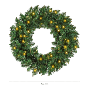 Homcom 55cm Pre-lit Christmas Wreath - Image 2 of 8