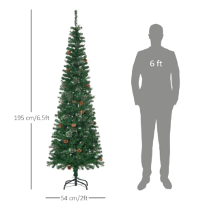 Homcom 6.5FT Artificial Slim Christmas Tree - Image 2 of 8