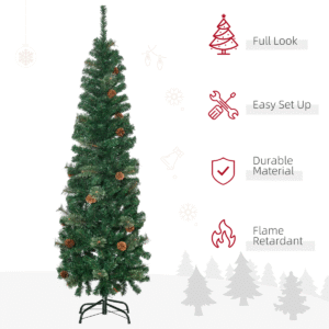 Homcom 5.5FT Artificial Slim Christmas Tree - Image 3 of 8