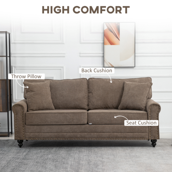 2 Seater Fabric Sofa w/ Nailhead Trim - Image 3 of 8