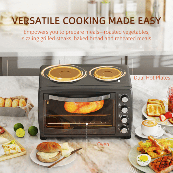 Homcom 36L Toaster Oven w/ Hot Plates - Image 3 of 8