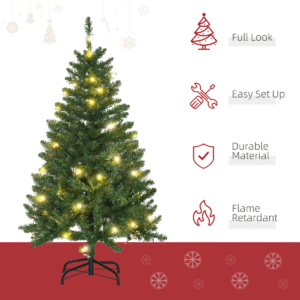 Homcom 4ft Christmas Tree Warm White LED - Image 3 of 8