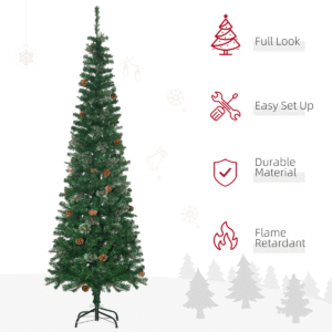 Homcom 6.5FT Artificial Slim Christmas Tree - Image 3 of 8