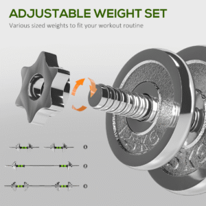 Sportnow 2-in-1 Barbell & Dumbbell Set 20kg - Image 4 of 7