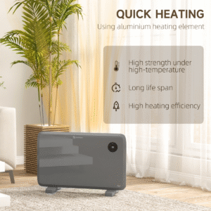 Homcom 1200W Electric Convector Heater Grey Homcom 1200W Electric Convector Heater, Grey - Image 4 of 8