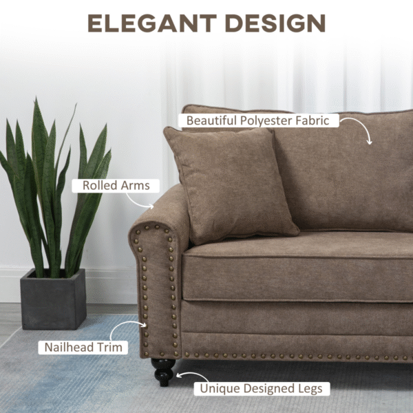 2 Seater Fabric Sofa w/ Nailhead Trim - Image 4 of 8