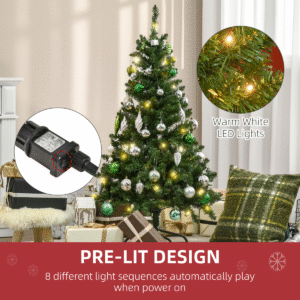 Homcom 4ft Christmas Tree Warm White LED - Image 4 of 8