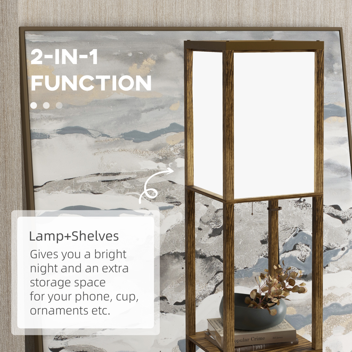 Homcom Shelf Floor Lamp w/ Dual Light – Image 4 of 8 Homcom Shelf Floor Lamp w/ Dual Light - Image 4 of 8
