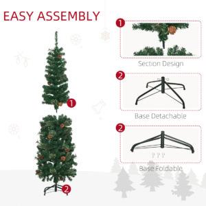 Homcom 5.5FT Artificial Slim Christmas Tree - Image 6 of 8