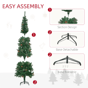 Homcom 6.5FT Artificial Slim Christmas Tree - Image 6 of 8