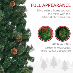 Homcom 5.5FT Artificial Slim Christmas Tree - Image 7 of 8
