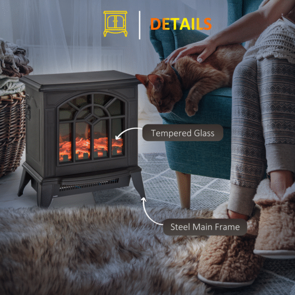 Homcom Electric Heater 1000W/2000W, Black - Image 7 of 8