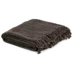 vidaXL Throw Cotton 125x150cm vidaXL Throw Cotton 125x150cm, anthracite - Image 4 of 5
