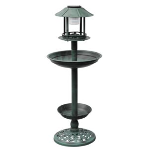 vidaXL Decorative Birdbath w/ Solar Powered Lights, Green - Image 1 of 1