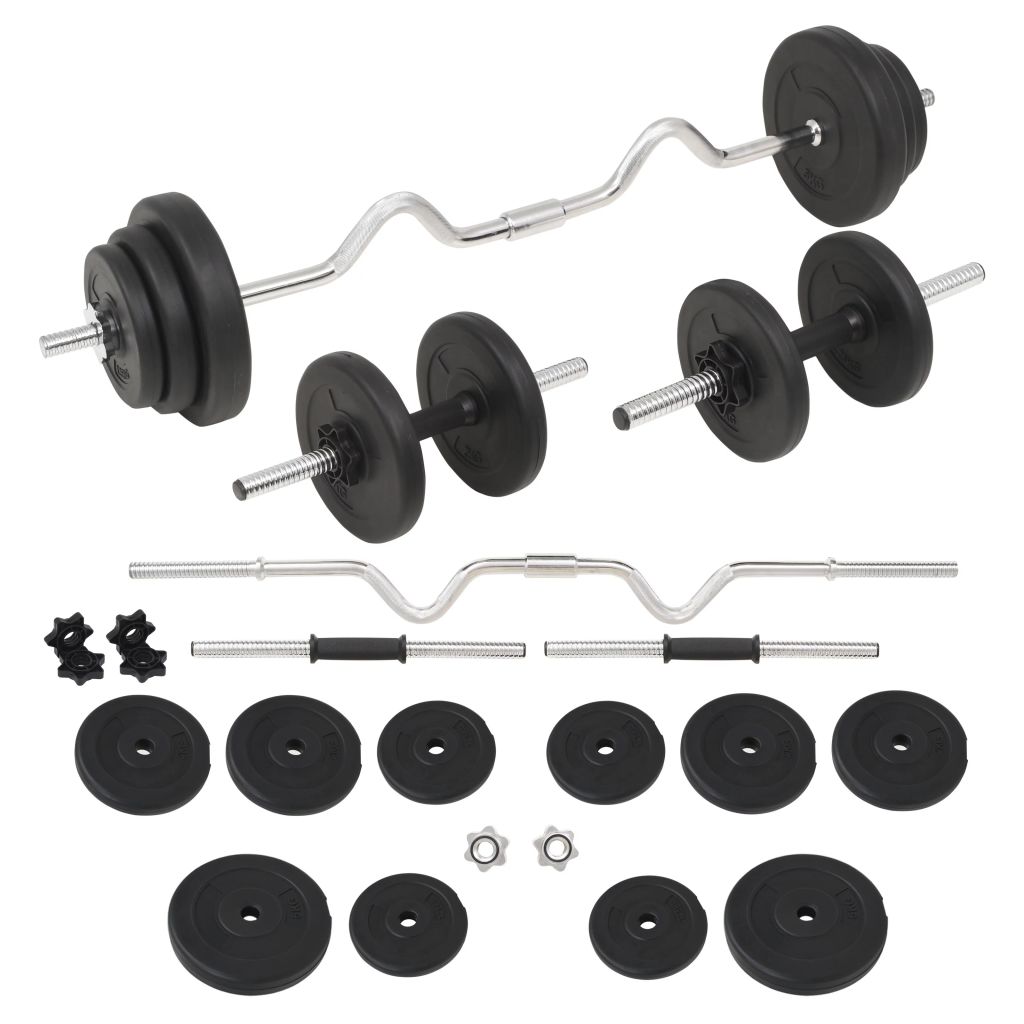 vidaXL Barbell and Dumbbell Set 30 kg - Image 1 of 5 vidaXL Barbell and Dumbbell Set 30 kg - Image 1 of 5
