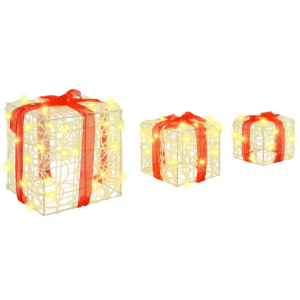 vidaXL 3pc Gift Box with 60 LEDs 20 x 20 x 20cm - Image 2 of 4