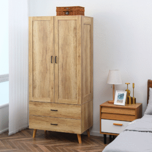 Homcom 2 Door Wardrobe with 2 Drawers - Image 1 of 8