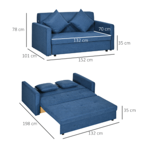 Homcom 2 Seater Sofa Bed with 2 Cushions - Image 4 of 7