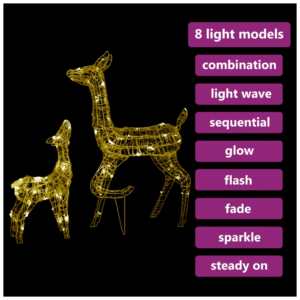 vidaXL Acrylic Reindeer Family Decoration 160 LEDs - Image 4 of 5