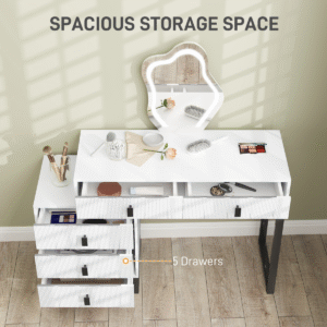 Homcom Dressing Table with LEDs White - Image 4 of 7