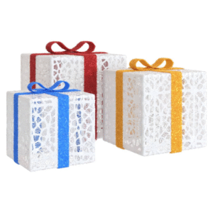 vidaXL 3pc Lighted Christmas Boxes 64 LEDs - Image 5 of 5