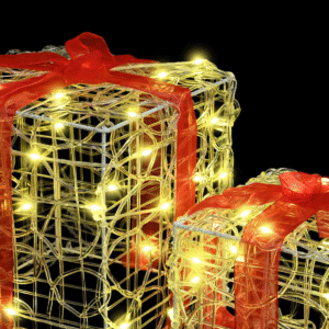 vidaXL 3pc Gift Box with 60 LEDs 20 x 20 x 20cm - Image 4 of 4