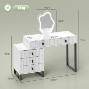 Homcom Dressing Table with LEDs White - Image 5 of 7