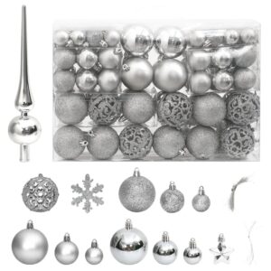 vidaXL 111pc Christmas Bauble Set Polystyrene, Silver - Image 1 of 1