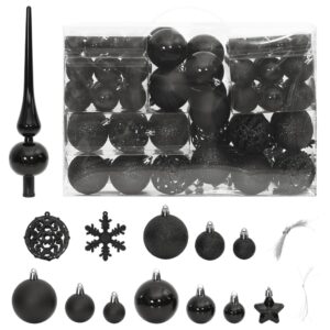 vidaXL 111pc Christmas Bauble Set Polystyrene, Black - Image 1 of 1