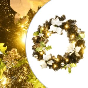 vidaXL Christmas Wreath w/ LED Lights, Black & Silver 60cm - Image 1 of 1