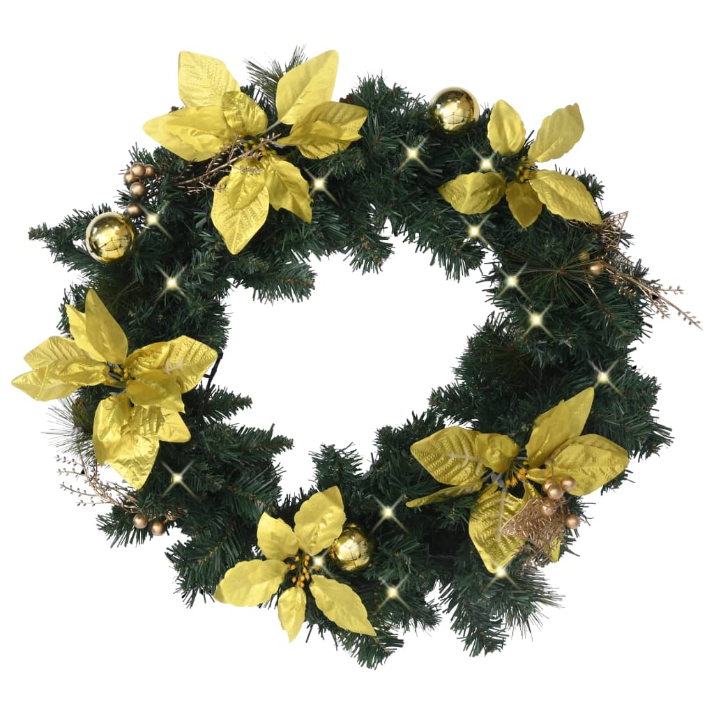 vidaXL Christmas Wreath w/ LEDs 60cm PVC - Image 1 of 4 vidaXL Christmas Wreath w/ LEDs 60cm PVC - Image 1 of 4