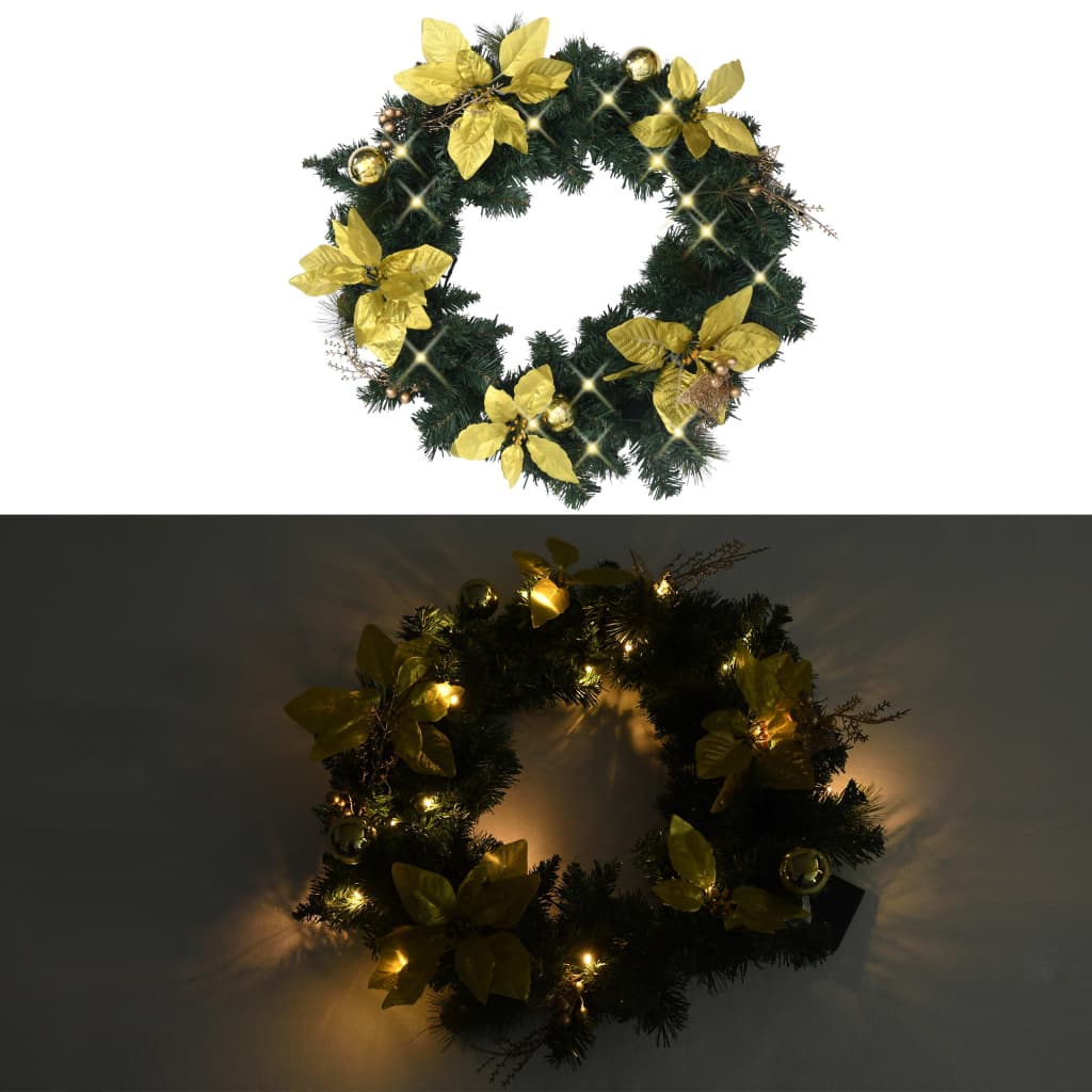 vidaXL Christmas Wreath w/ LEDs 60cm PVC – Image 2 of 4 vidaXL Christmas Wreath w/ LEDs 60cm PVC - Image 2 of 4