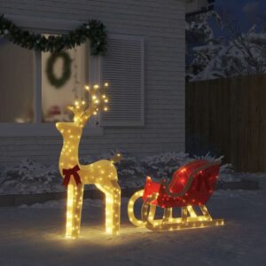 vidaXL Christmas Reindeer and Sleigh 100 LEDs - Image 1 of 5