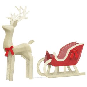 vidaXL Christmas Reindeer and Sleigh 100 LEDs - Image 2 of 5