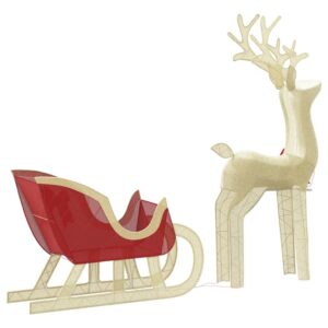 vidaXL Christmas Reindeer and Sleigh 100 LEDs - Image 5 of 5