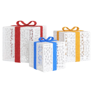 vidaXL 3pc Lighted Christmas Boxes 64 LEDs - Image 4 of 5