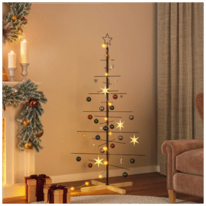 vidaXL Metal Christmas Tree w/ Wooden Base - Image 1 of 4