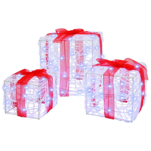 vidaXL 3pc Gift Box with 60 LEDs, 20 x 20 x 20cm, Cold White - Image 1 of 1