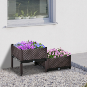 Outsunny 2 Piece Raised Garden Bed Planter Box