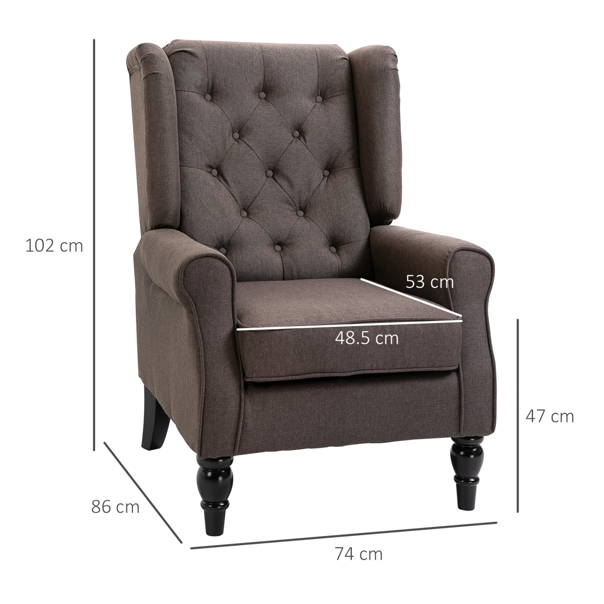 Retro Accent Chair Wingback Armchair Brown Retro Accent Chair Wingback Armchair Brown