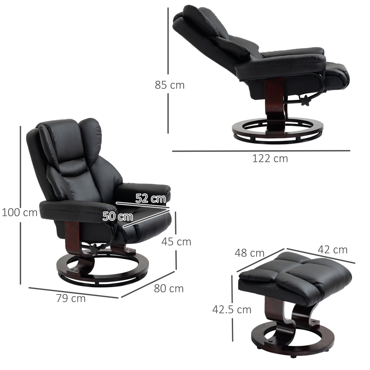 Manual Reclining Armchair Padded PU Leather Manual Reclining Armchair Padded PU Leather