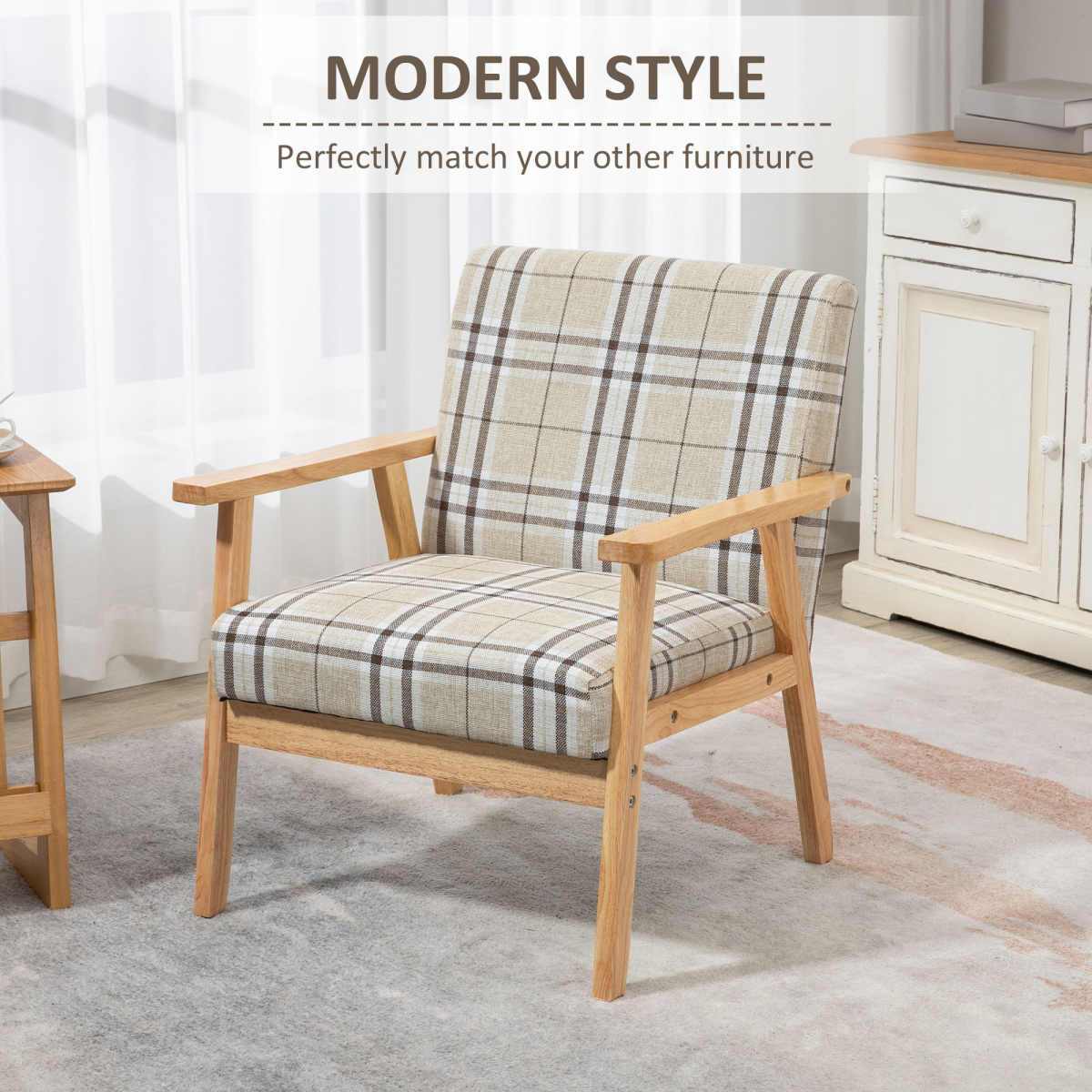 HOMCOM Modern Accent Chairs Upholstered Linen HOMCOM Modern Accent Chairs Upholstered Linen
