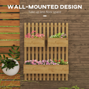 Outsunny Wooden Garden Planters with Trellis