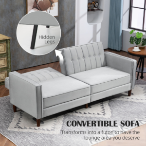 HOMCOM Convertible Sofa Futon Velvet Touch