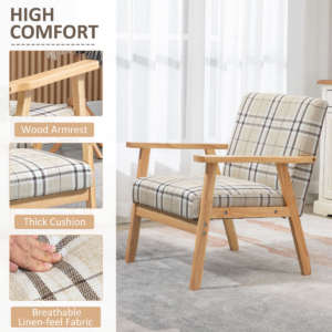 HOMCOM Modern Accent Chairs Upholstered Linen HOMCOM Modern Accent Chairs Upholstered Linen