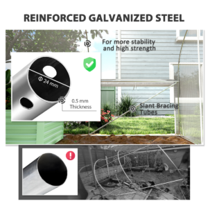 Outsunny Polytunnel Greenhouse w Roll Up Sidewalls